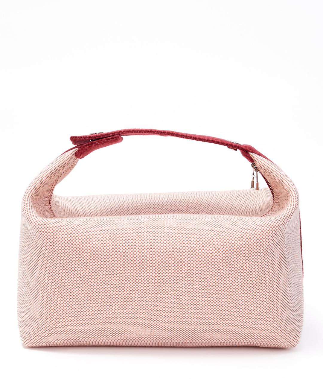 HERMES Розовая тканевая сумка с короткими ручками, фото 3