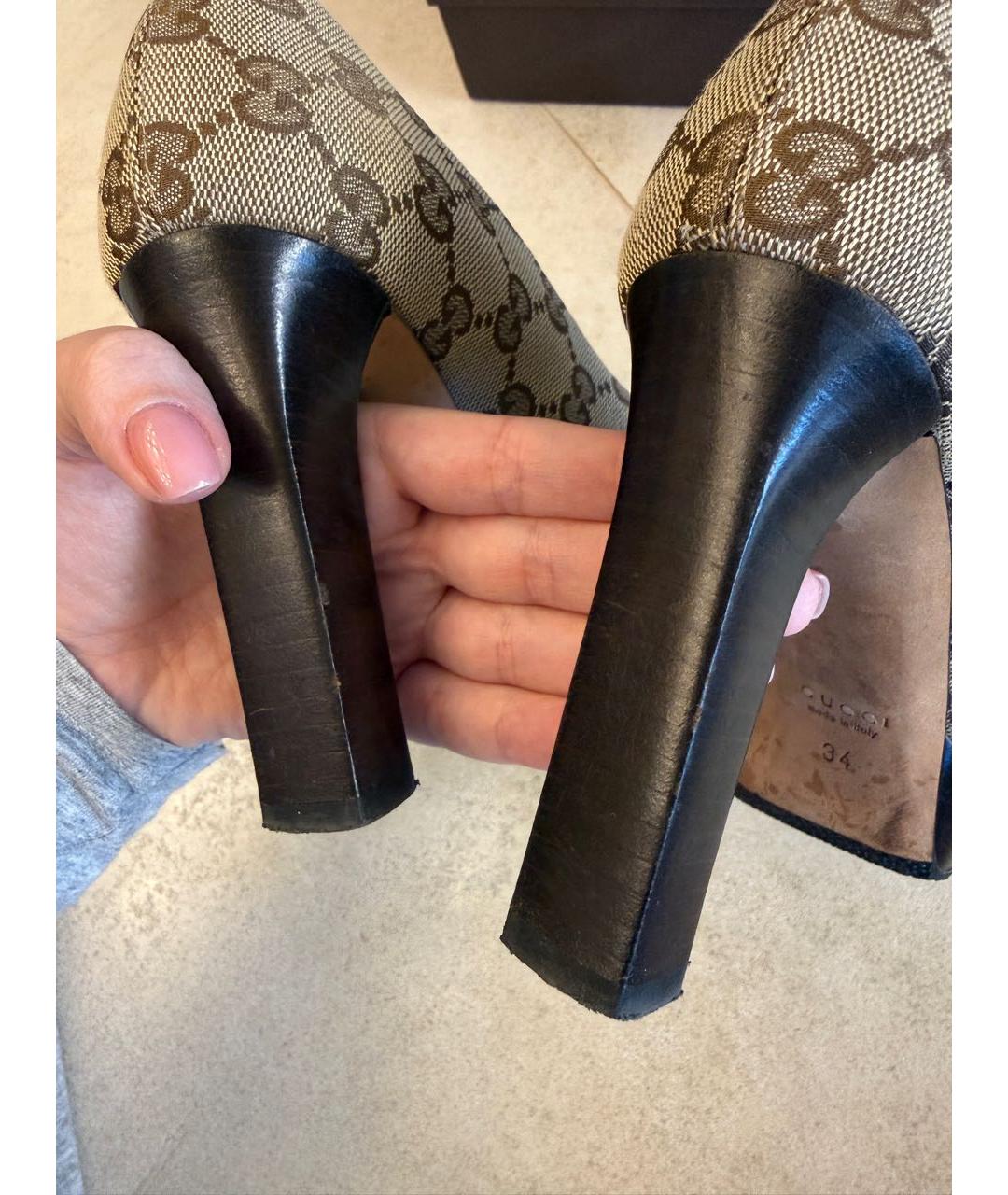 GUCCI Бежевые текстильные босоножки, фото 7