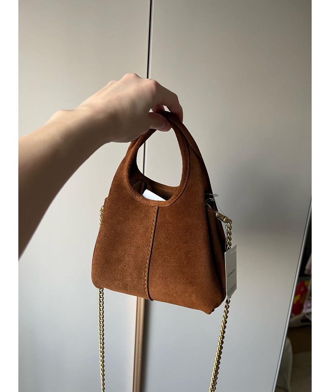 COACH Коричневая замшевая сумка через плечо, фото 4