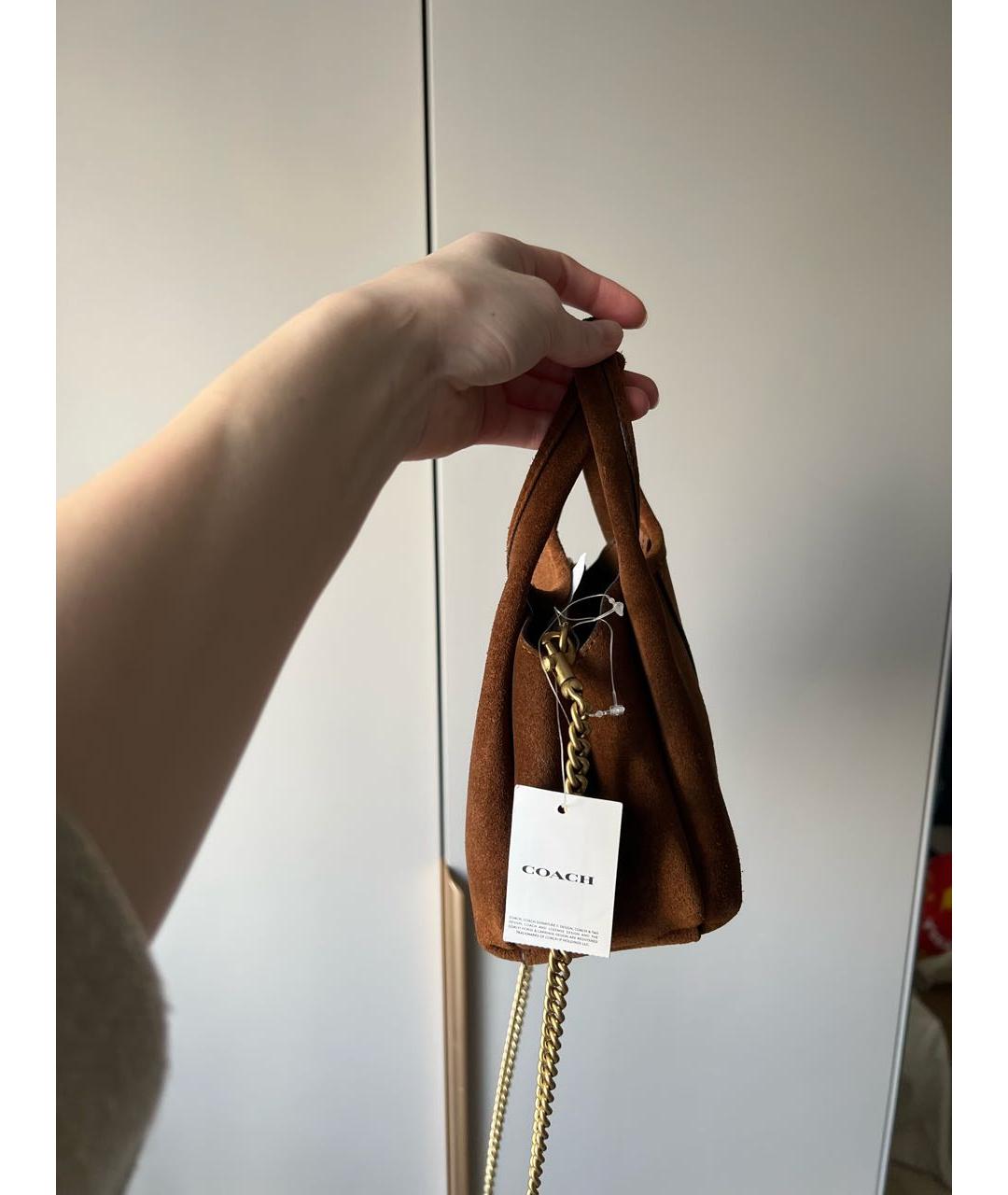 COACH Коричневая замшевая сумка через плечо, фото 5