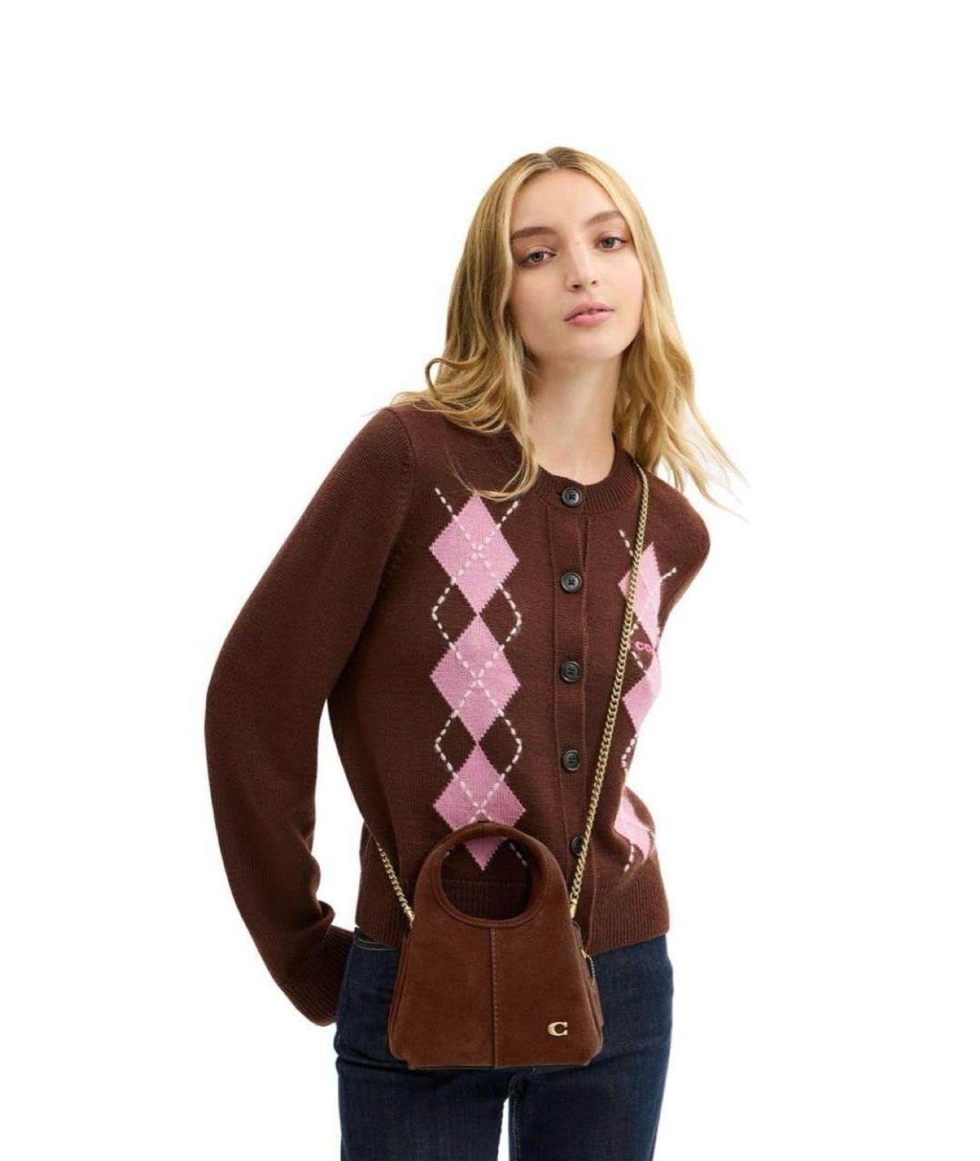 COACH Коричневая замшевая сумка через плечо, фото 7