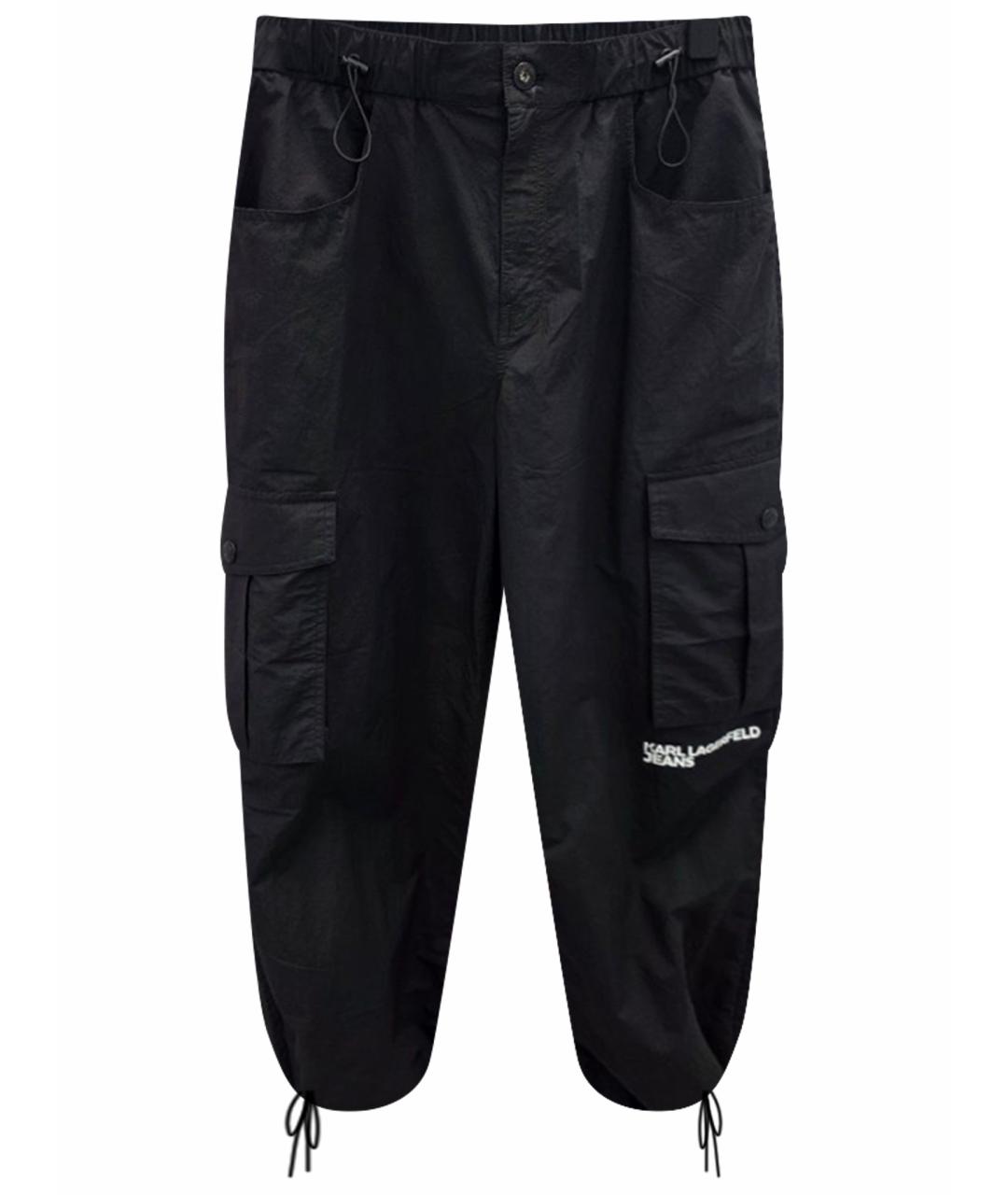 KARL LAGERFELD Черные полиамидовые брюки широкие, фото 1