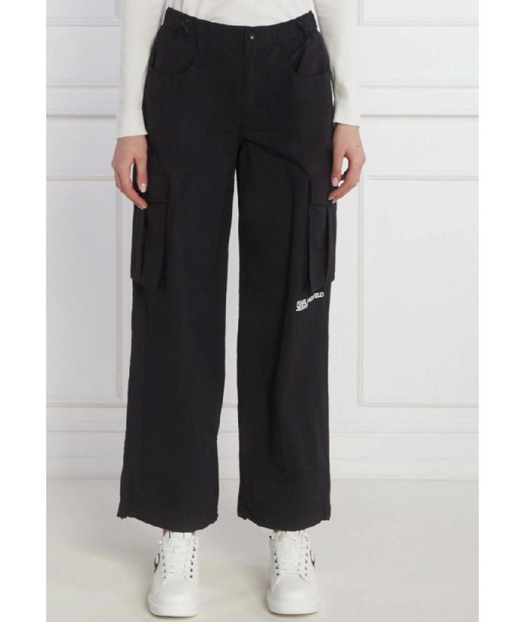 KARL LAGERFELD Черные полиамидовые брюки широкие, фото 3