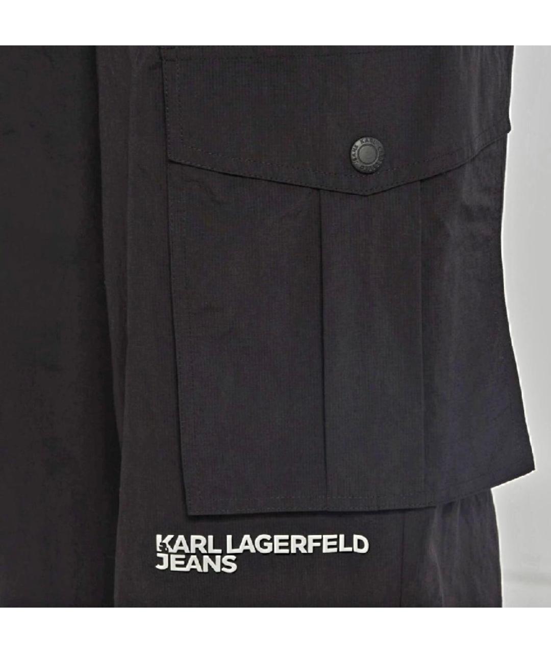 KARL LAGERFELD Черные полиамидовые брюки широкие, фото 5