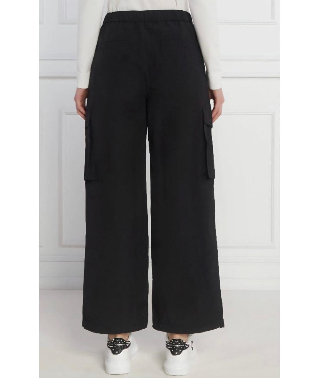 KARL LAGERFELD Черные полиамидовые брюки широкие, фото 4