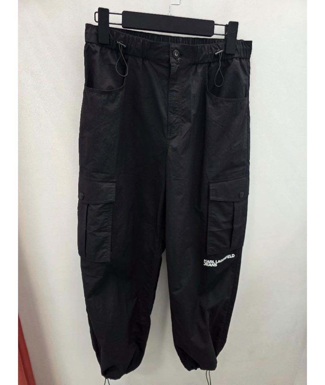 KARL LAGERFELD Черные полиамидовые брюки широкие, фото 7