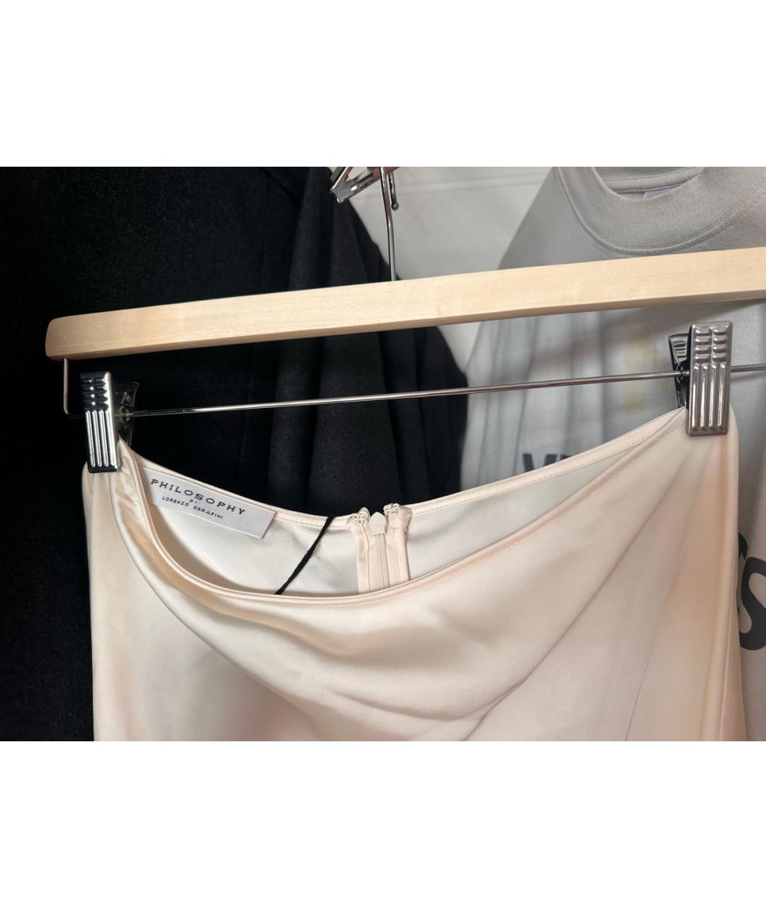 PHILOSOPHY DI LORENZO SERAFINI Белая полиэстеровая юбка макси, фото 3