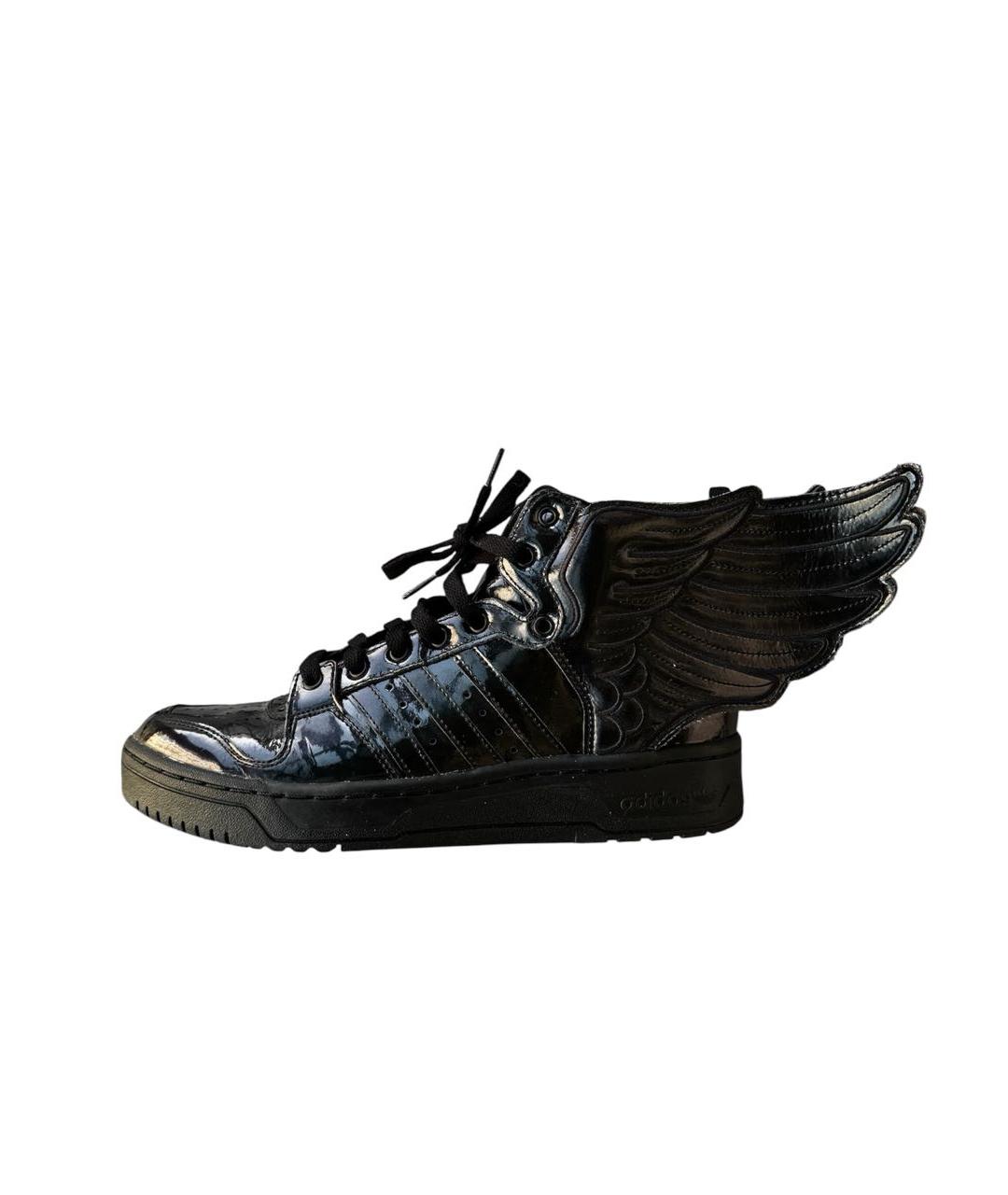 ADIDAS Черные высокие кроссовки / кеды из лакированной кожи, фото 5