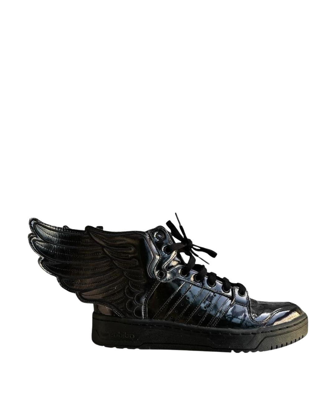 ADIDAS Черные высокие кроссовки / кеды из лакированной кожи, фото 1