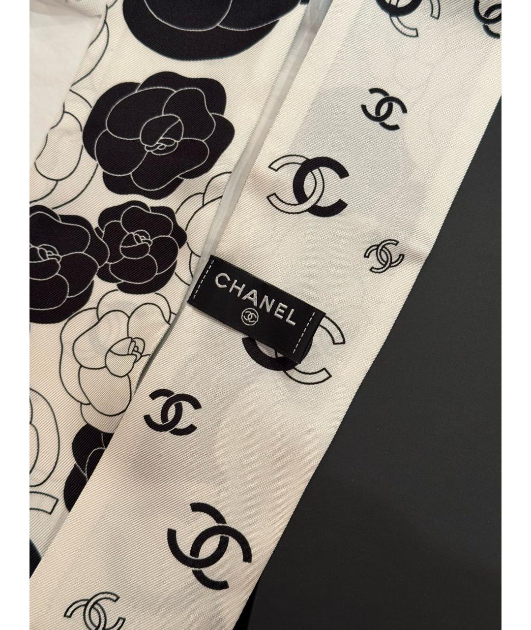 CHANEL Белый шелковый платок, фото 6
