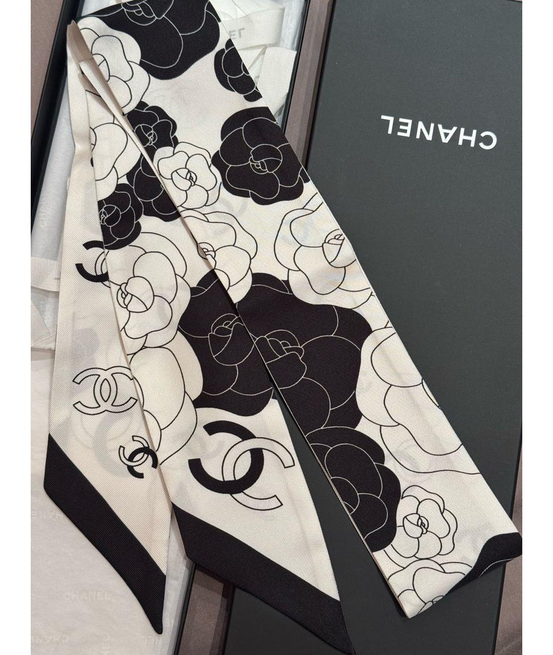 CHANEL Белый шелковый платок, фото 7