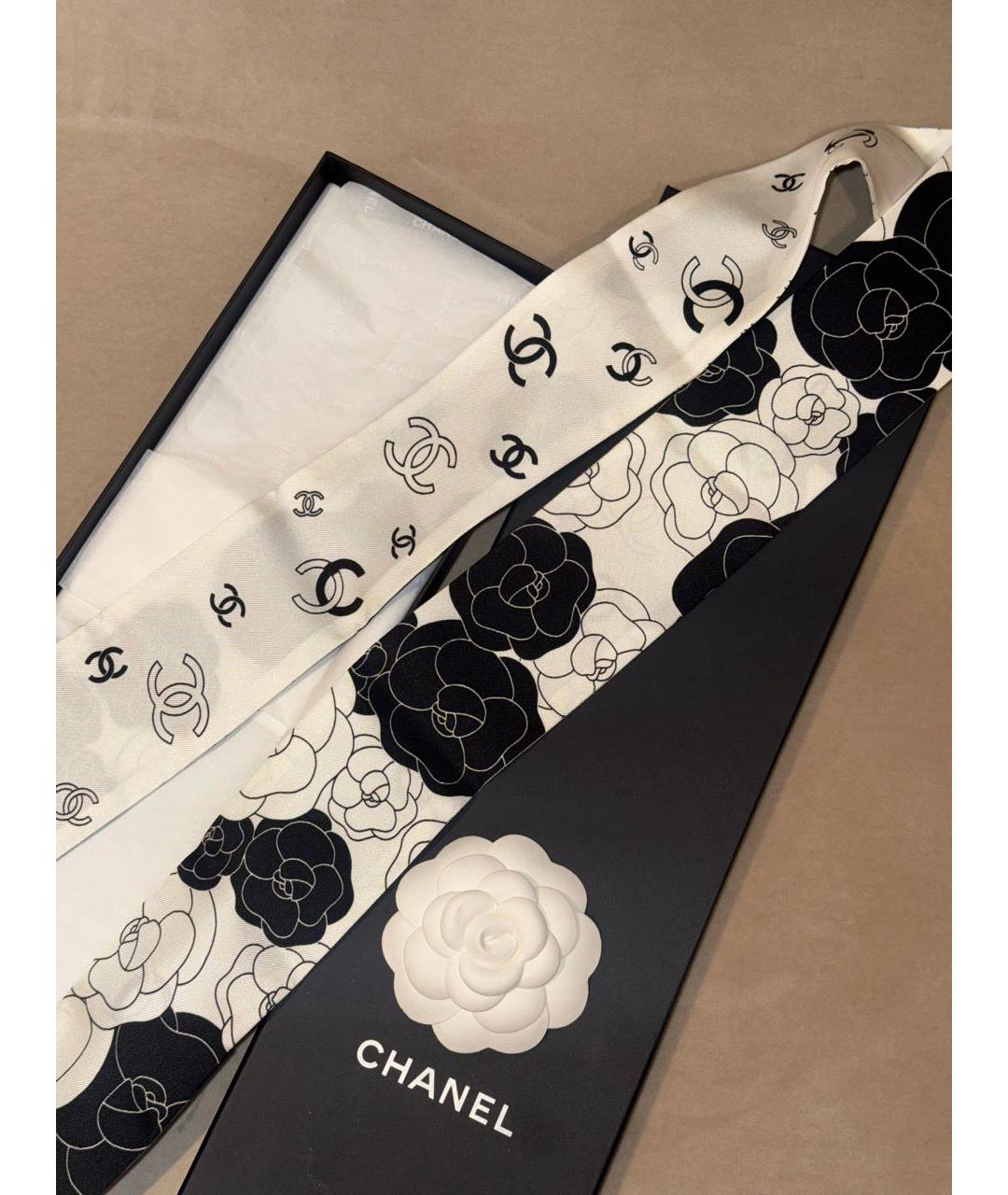 CHANEL Белый шелковый платок, фото 2