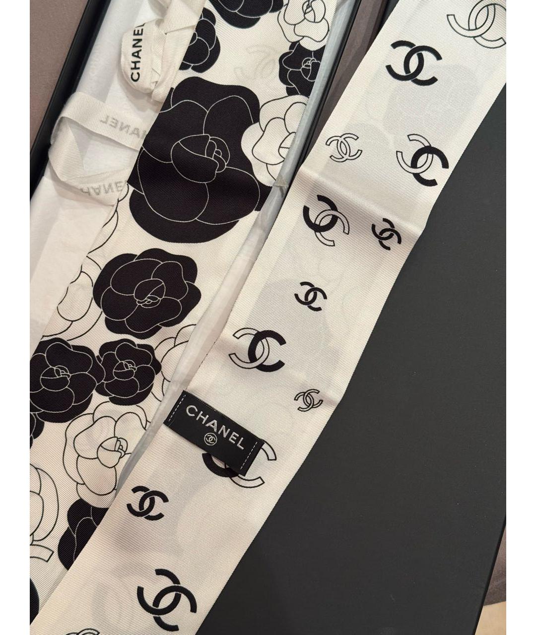 CHANEL Белый шелковый платок, фото 4