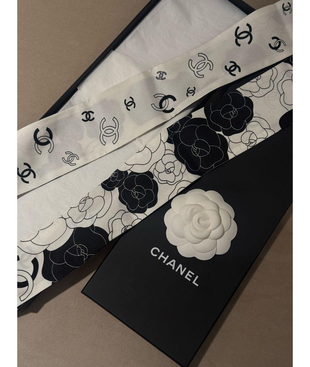 CHANEL Белый шелковый платок, фото 3