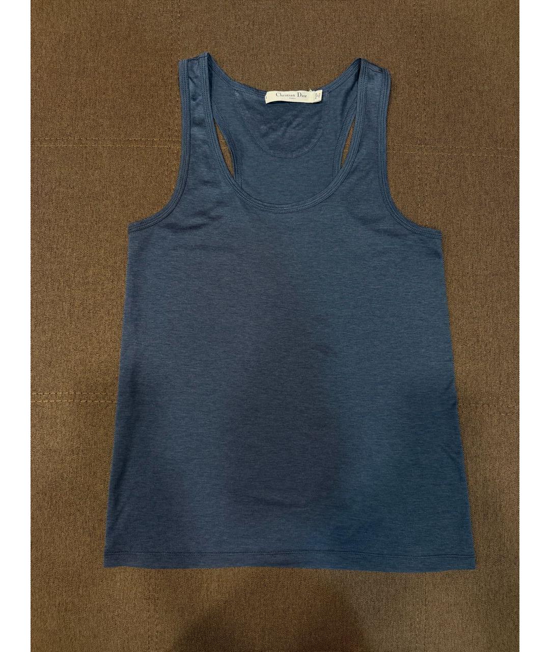CHRISTIAN DIOR Темно-синяя хлопковая майка, фото 4