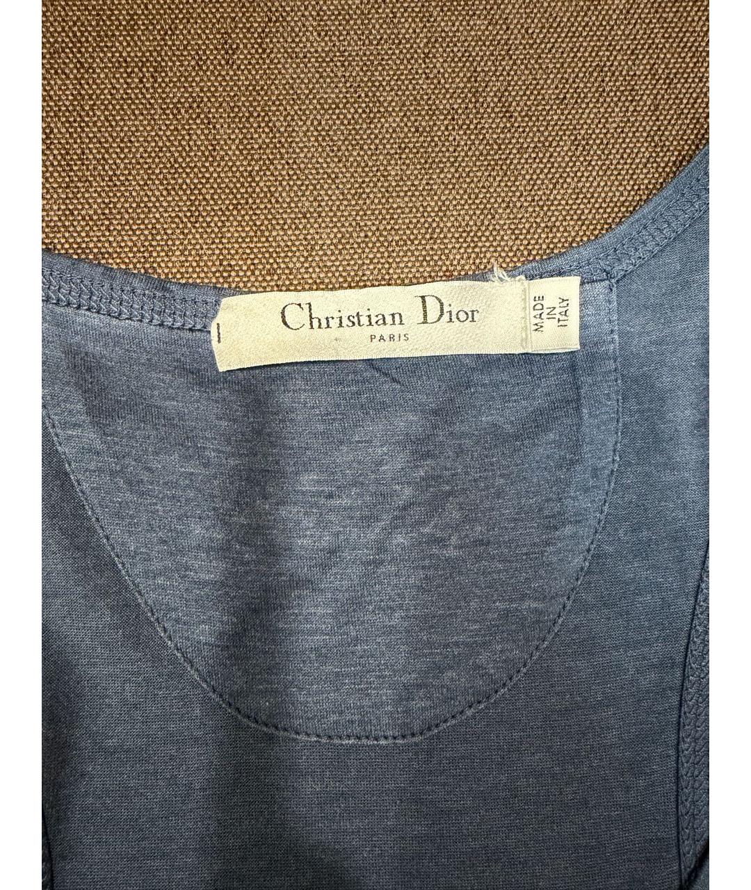 CHRISTIAN DIOR Темно-синяя хлопковая майка, фото 2