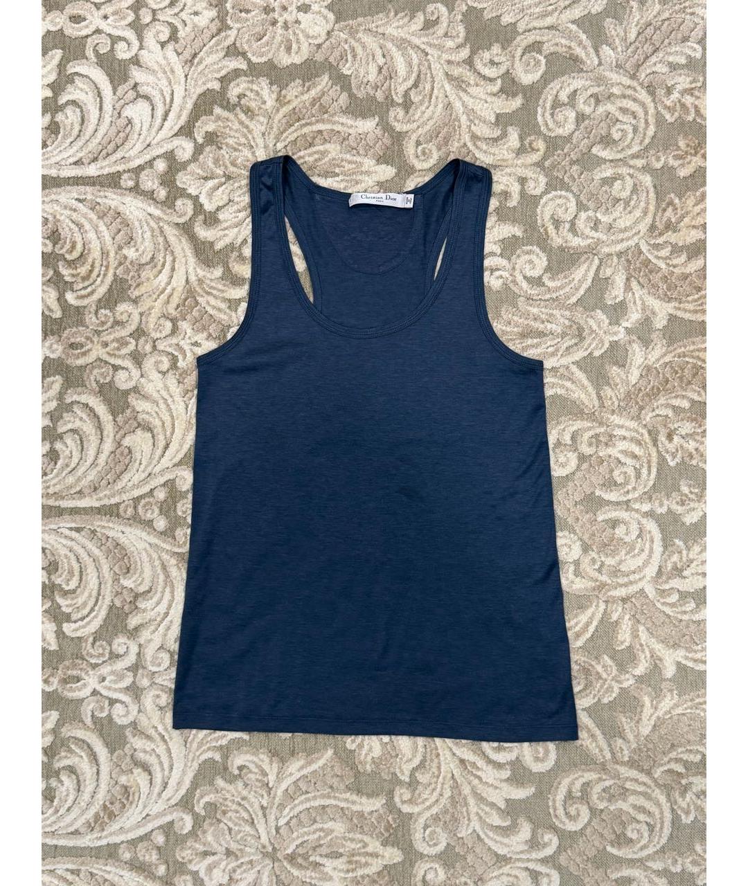 CHRISTIAN DIOR Темно-синяя хлопковая майка, фото 7