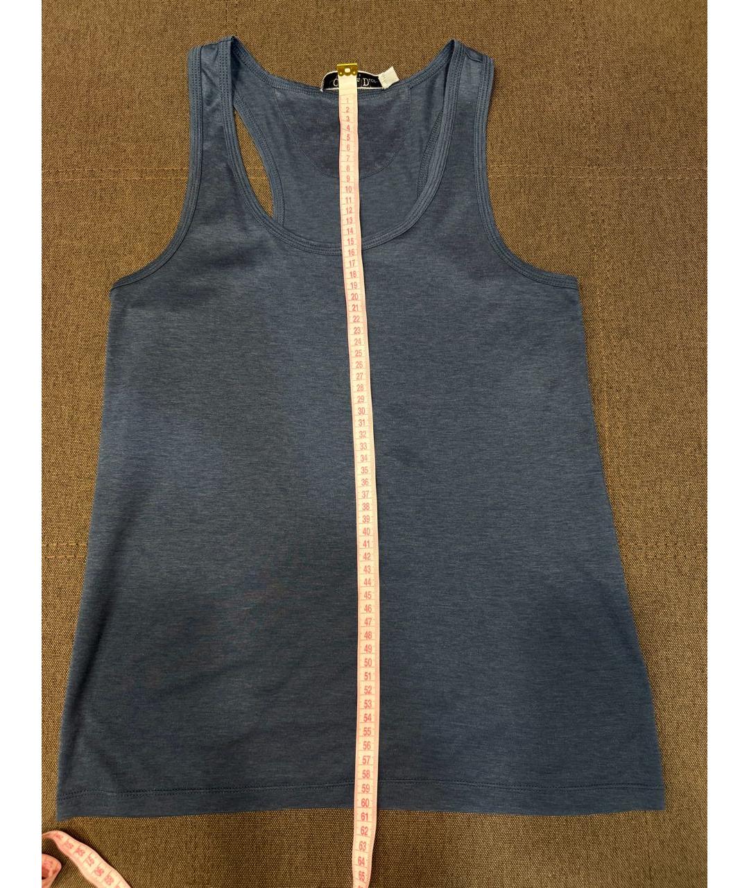 CHRISTIAN DIOR Темно-синяя хлопковая майка, фото 6
