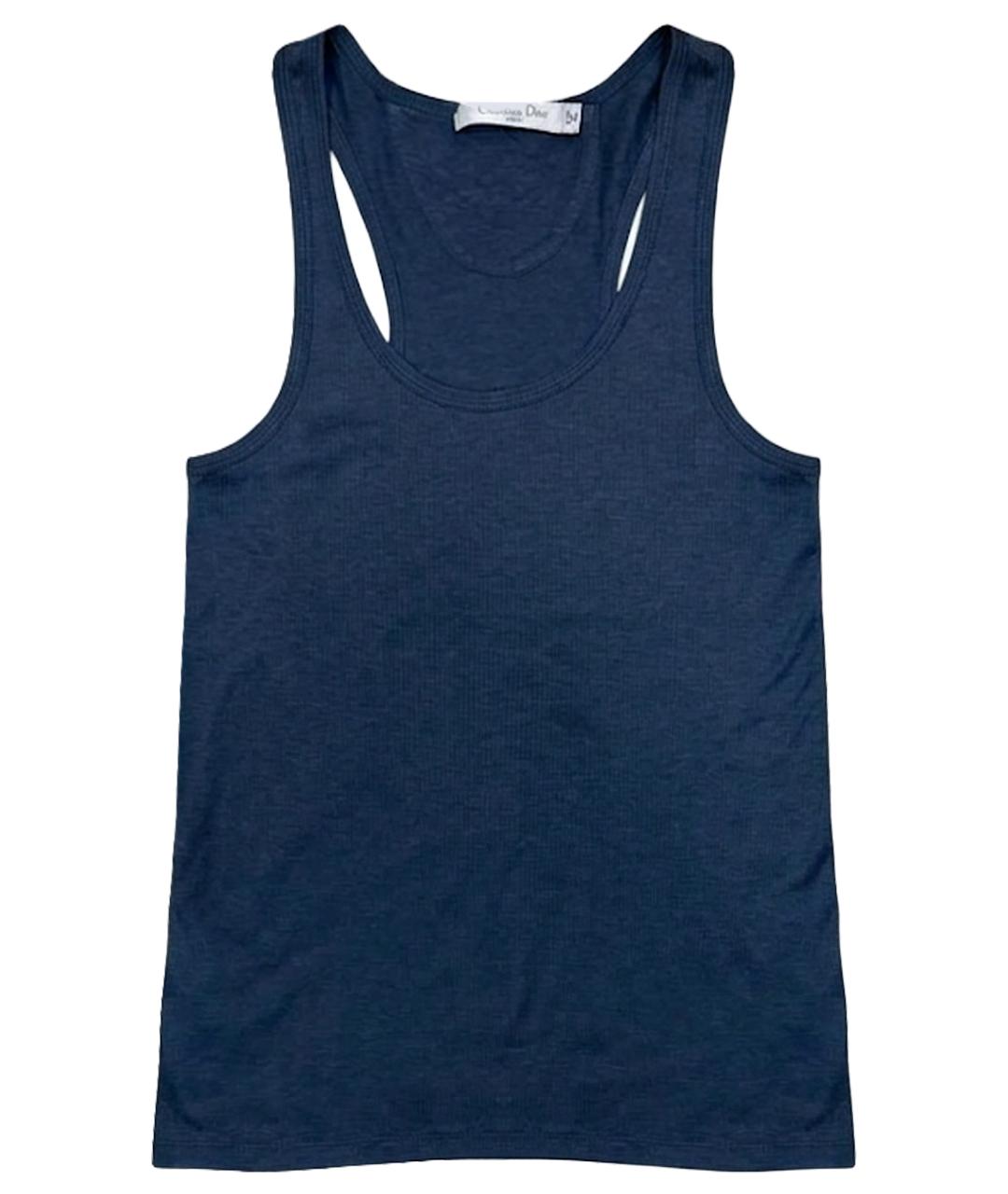CHRISTIAN DIOR Темно-синяя хлопковая майка, фото 1