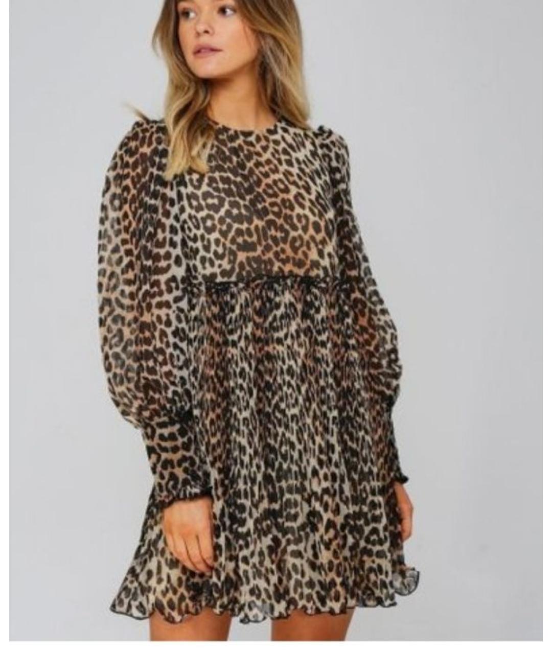 GANNI Коричневое повседневное платье, фото 6