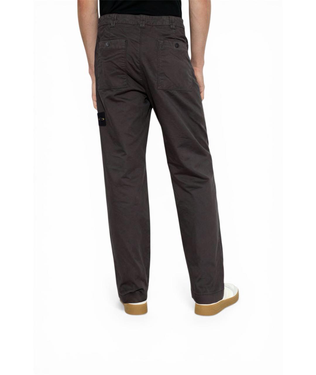 STONE ISLAND Антрацитовые хлопковые повседневные брюки, фото 8