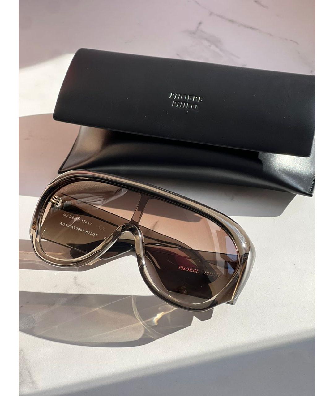 PHOEBE PHILO Коричневые металлические солнцезащитные очки, фото 2