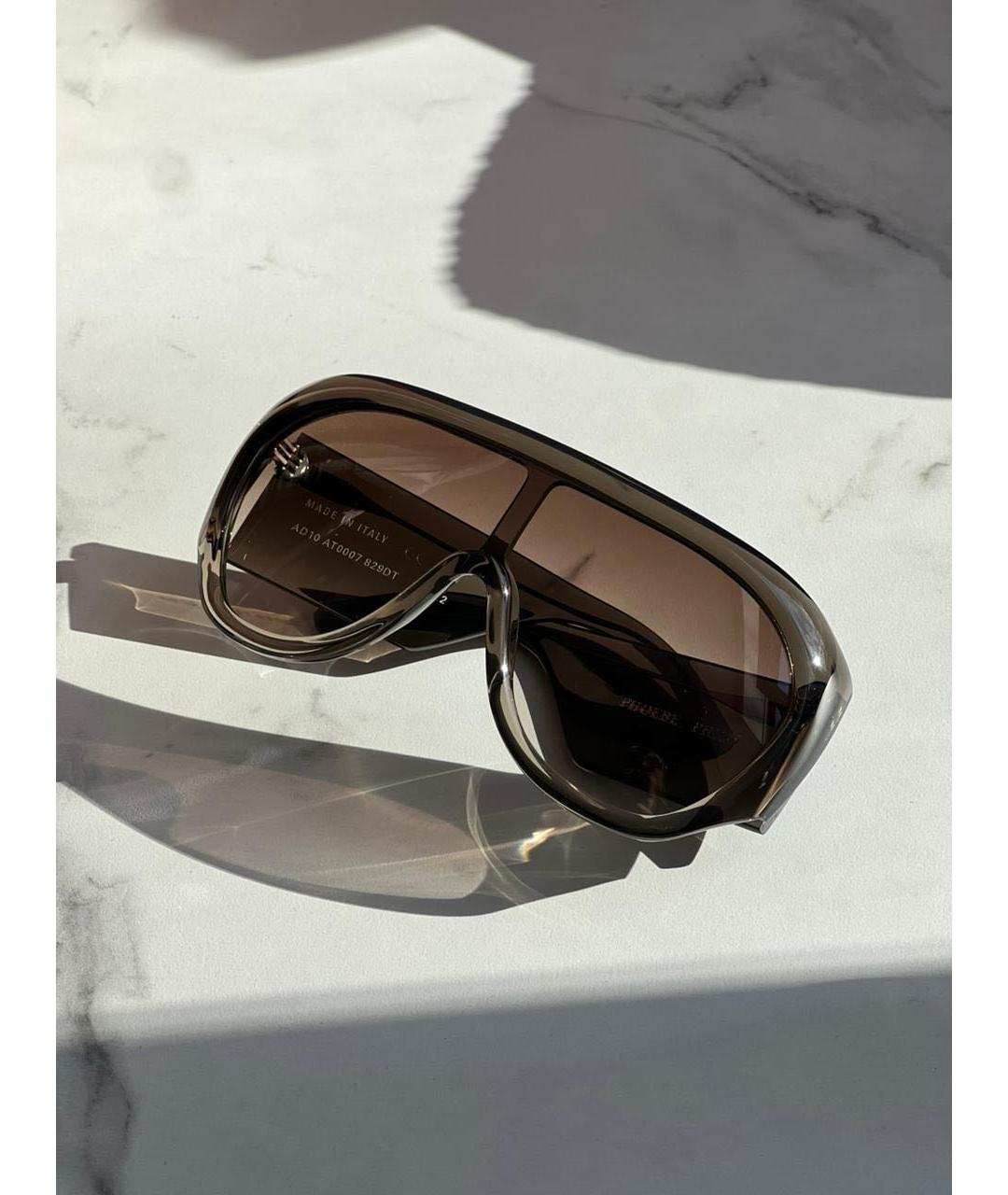 PHOEBE PHILO Коричневые металлические солнцезащитные очки, фото 3