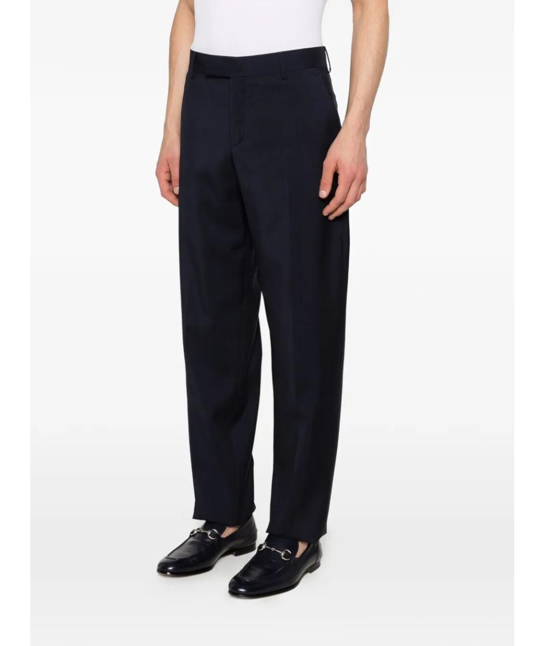 FENDI Синие шерстяные повседневные брюки, фото 4