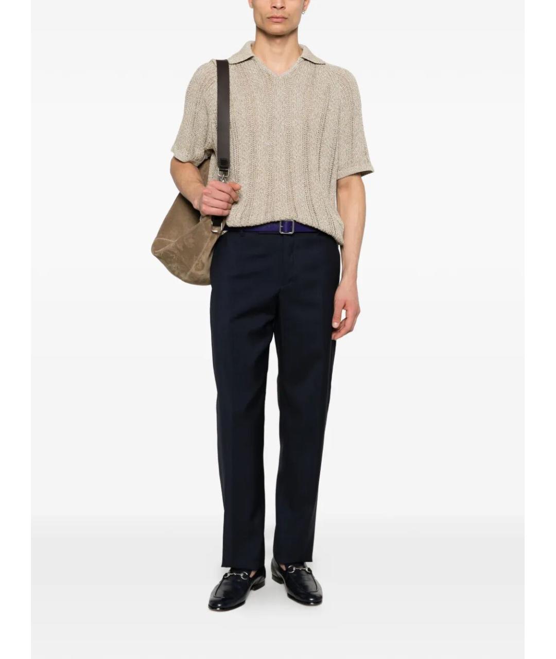 FENDI Синие шерстяные повседневные брюки, фото 2