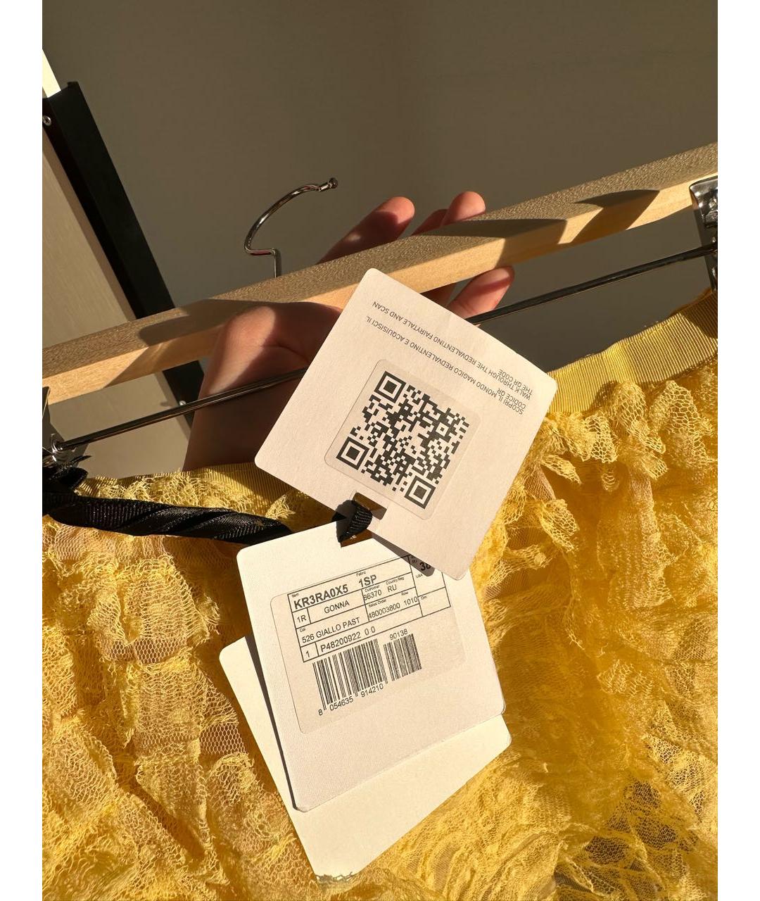 RED VALENTINO Желтая юбка мини, фото 5