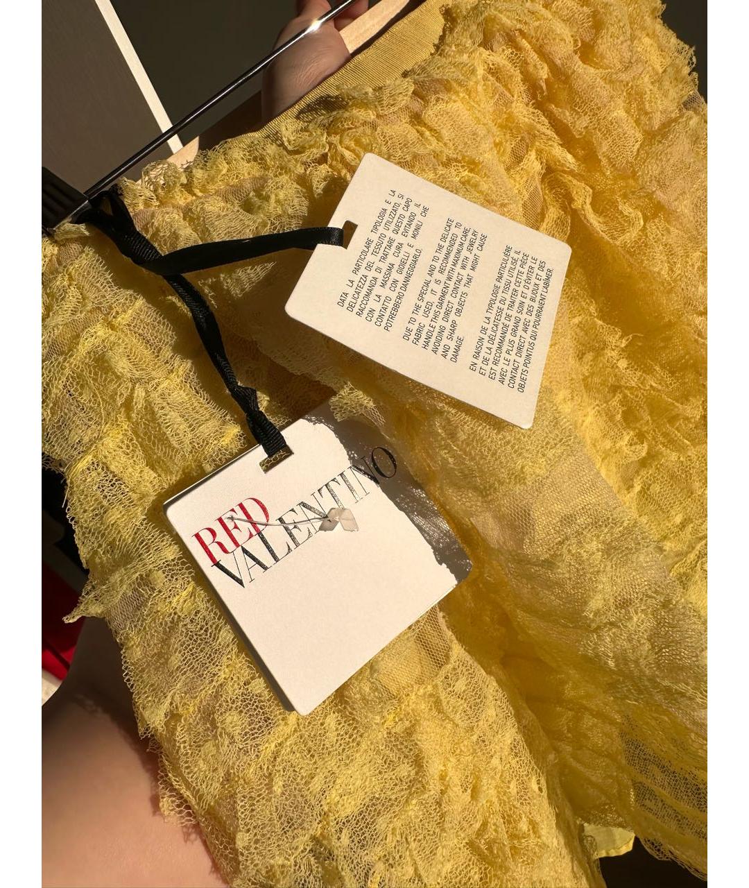 RED VALENTINO Желтая юбка мини, фото 6