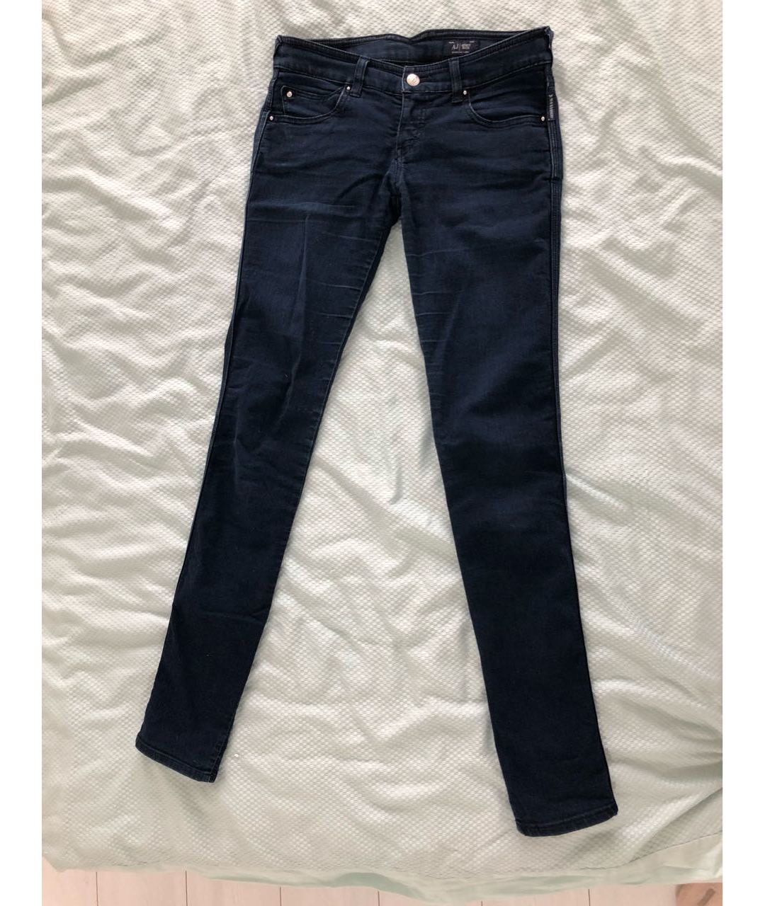 ARMANI JEANS Темно-синие хлопко-эластановые джинсы слим, фото 6