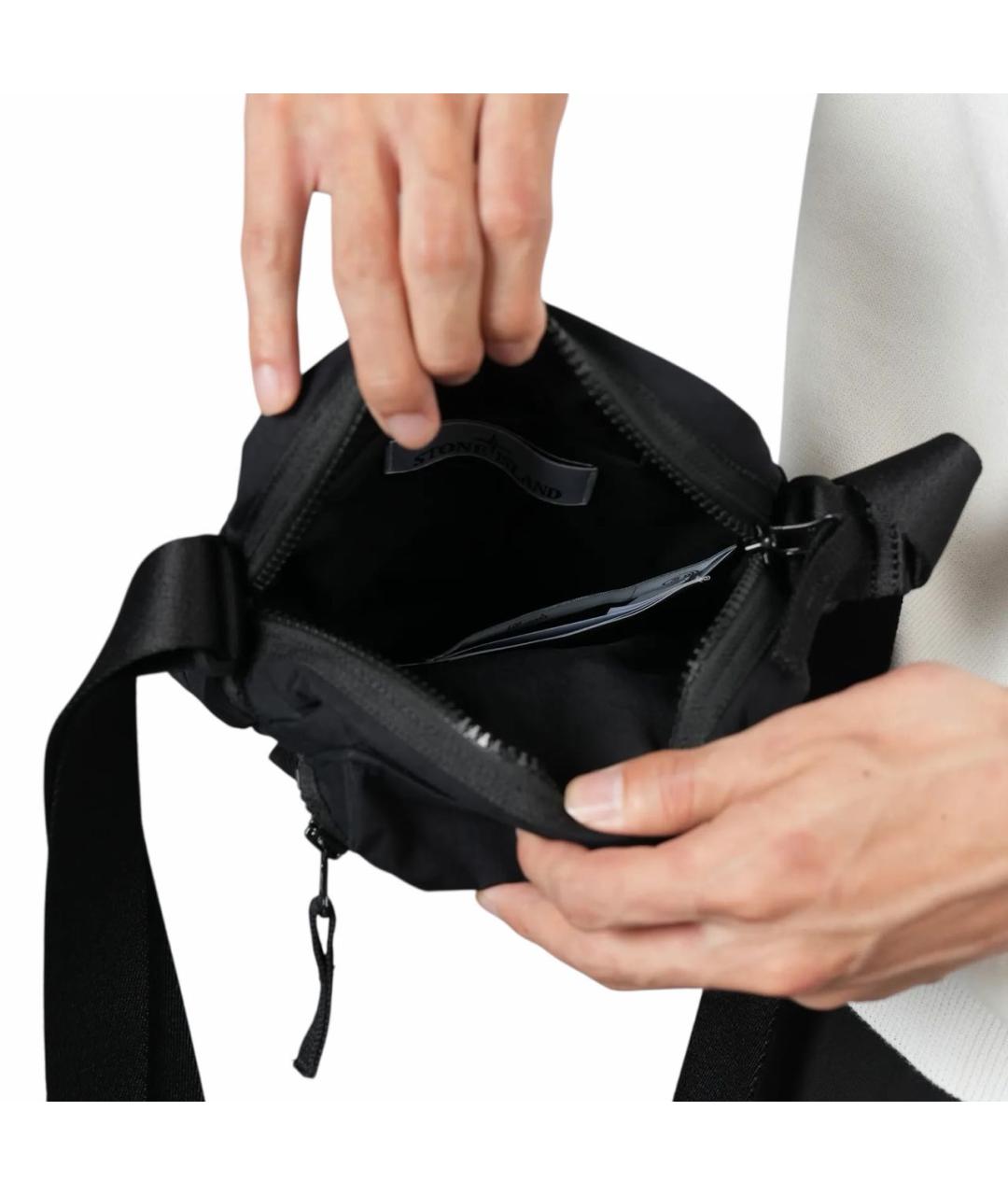 STONE ISLAND Черная хлопковая поясная сумка, фото 6