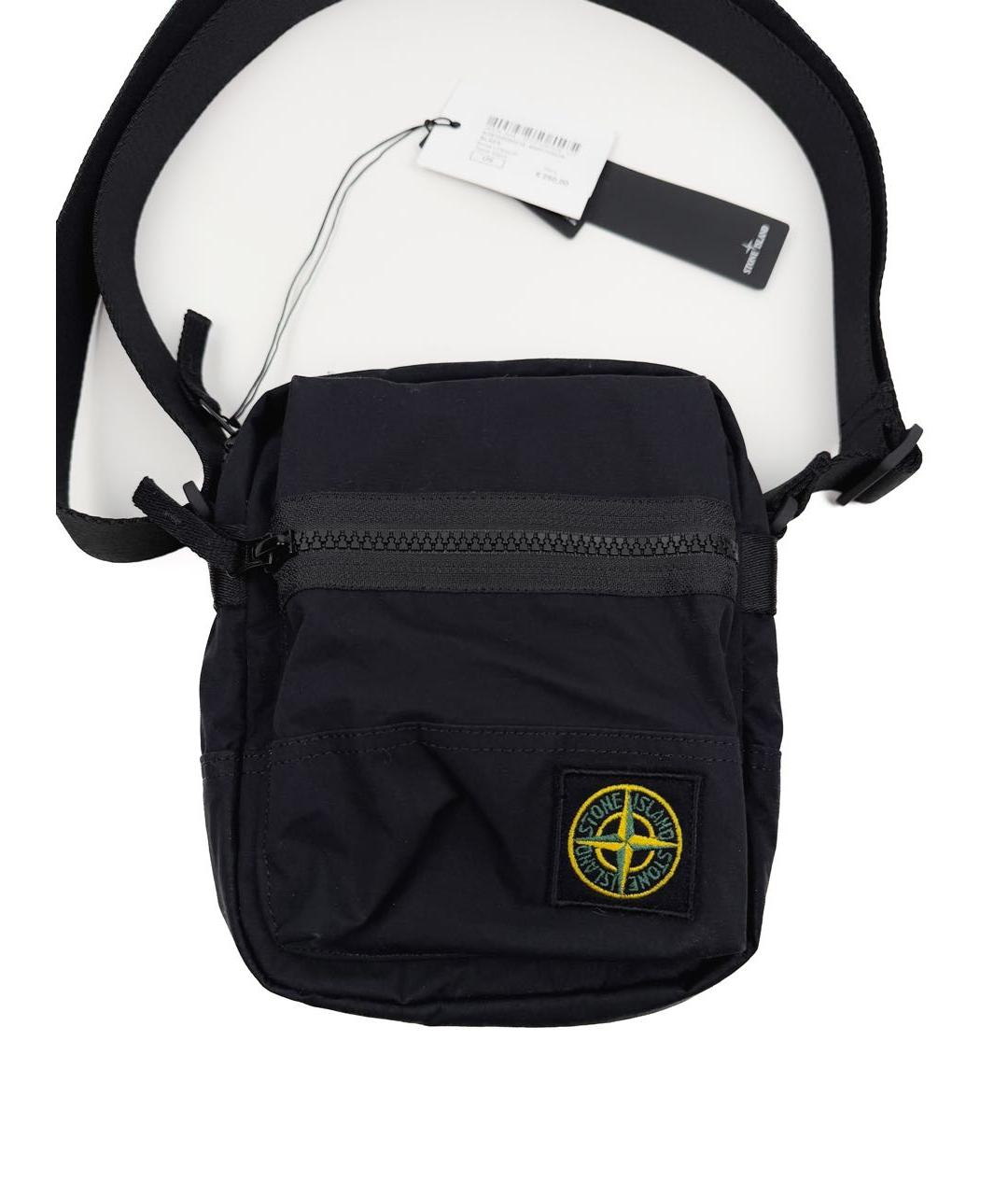 STONE ISLAND Черная хлопковая поясная сумка, фото 3