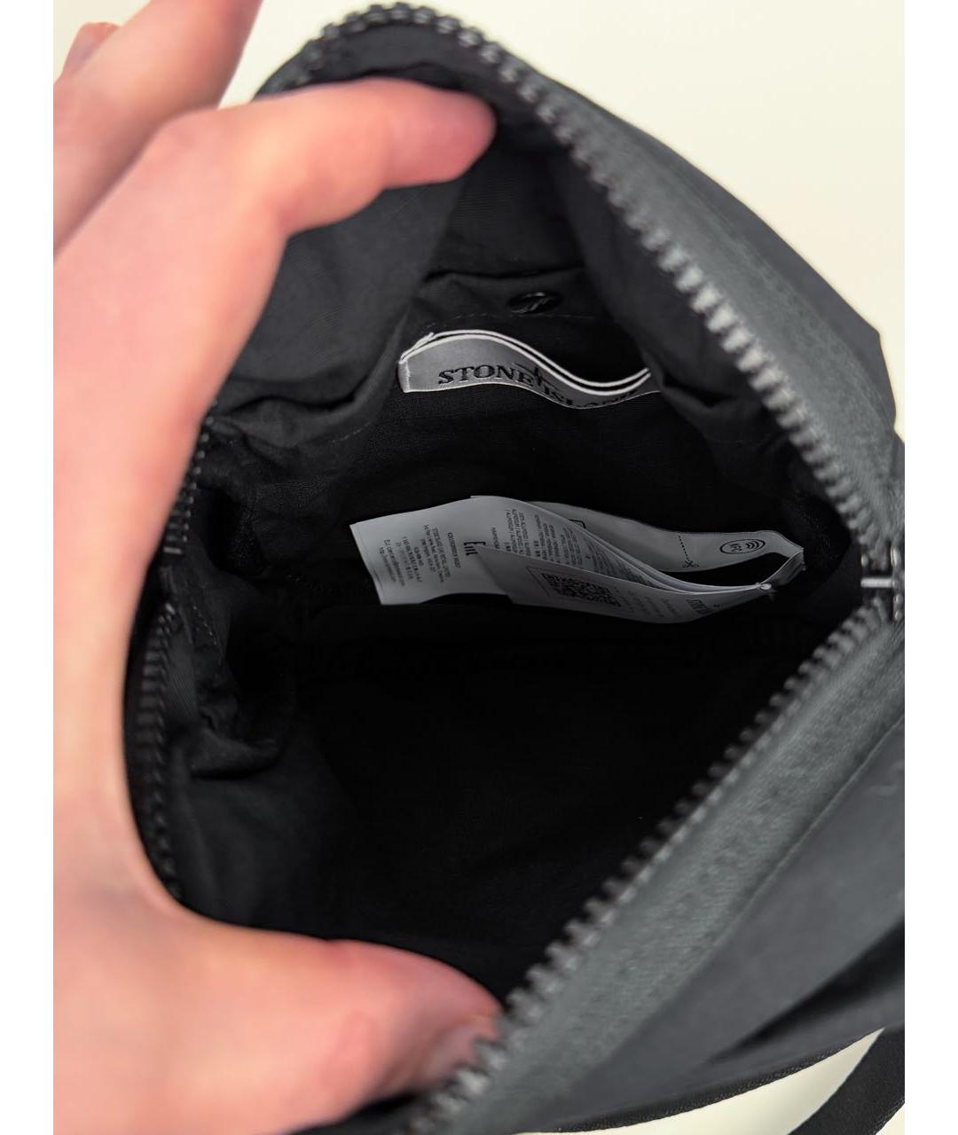 STONE ISLAND Черная хлопковая поясная сумка, фото 4