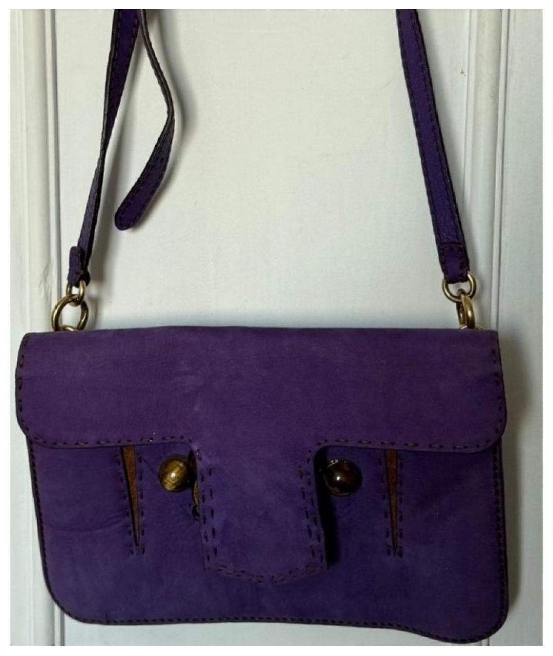 FENDI Фиолетовая кожаная сумка через плечо, фото 3