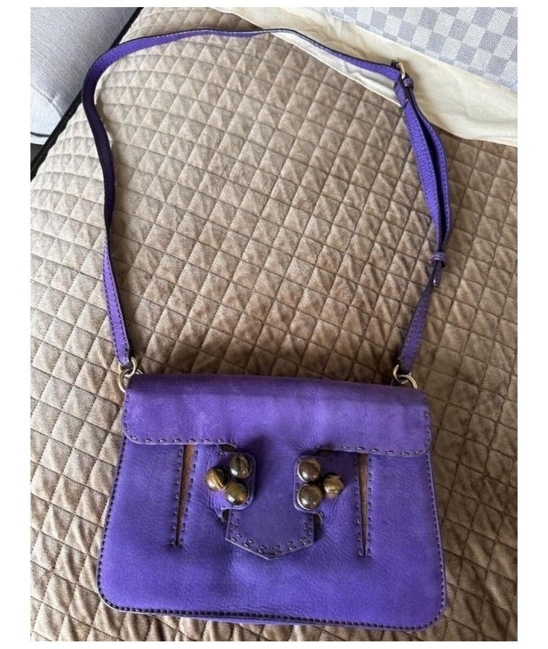 FENDI Фиолетовая кожаная сумка через плечо, фото 2
