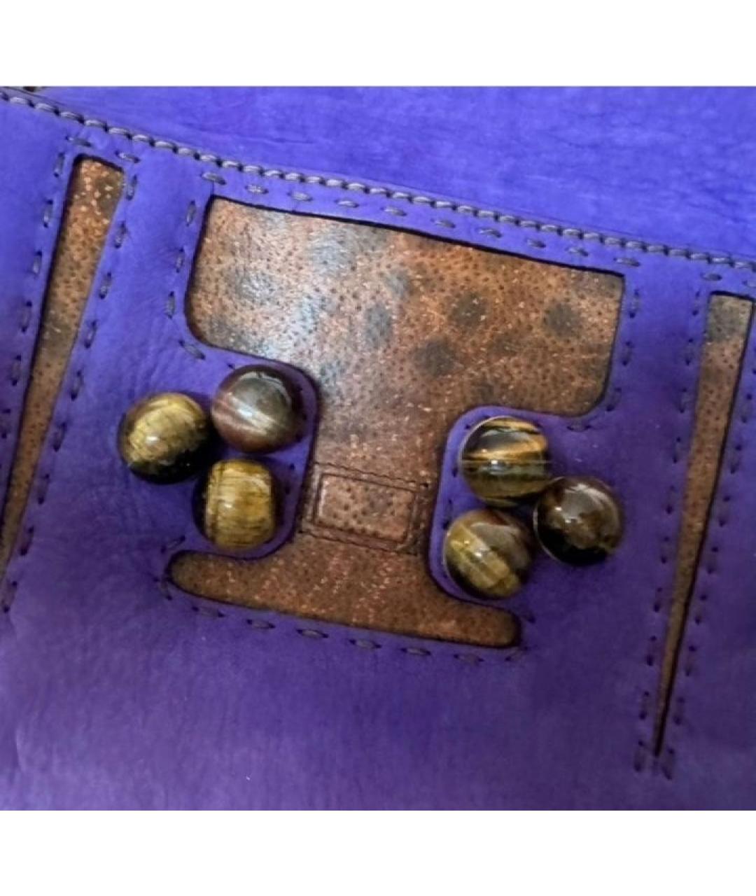 FENDI Фиолетовая кожаная сумка через плечо, фото 6