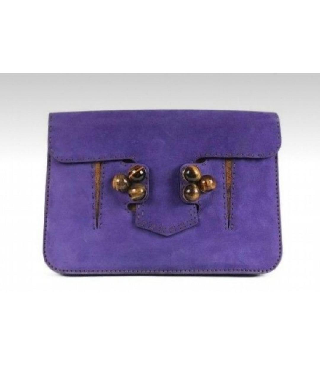 FENDI Фиолетовая кожаная сумка через плечо, фото 5