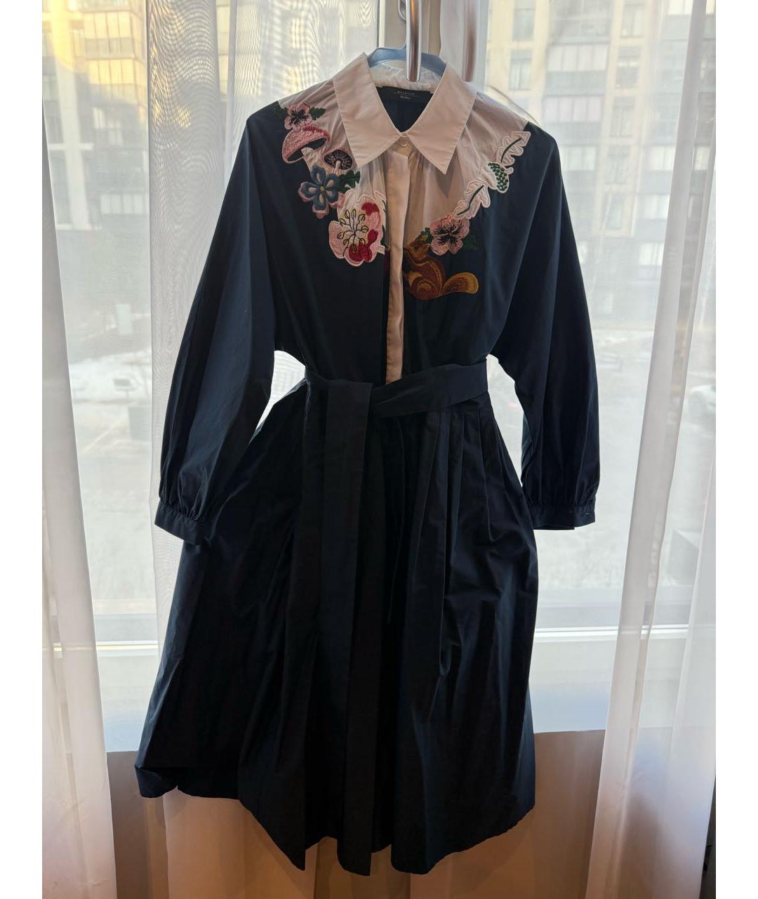 WEEKEND MAX MARA Темно-синее хлопковое повседневное платье, фото 6