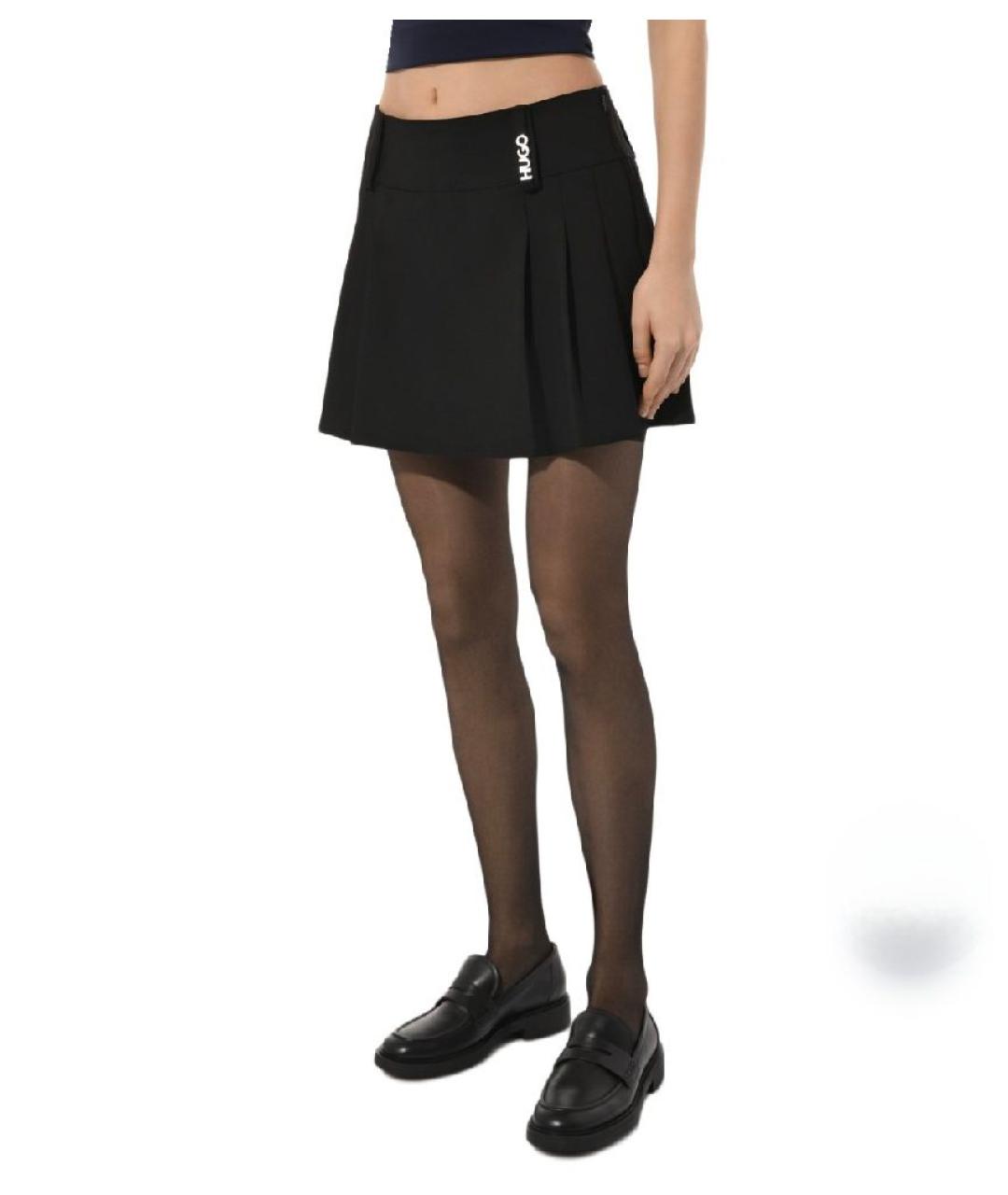HUGO Черная полиэстеровая юбка миди, фото 6
