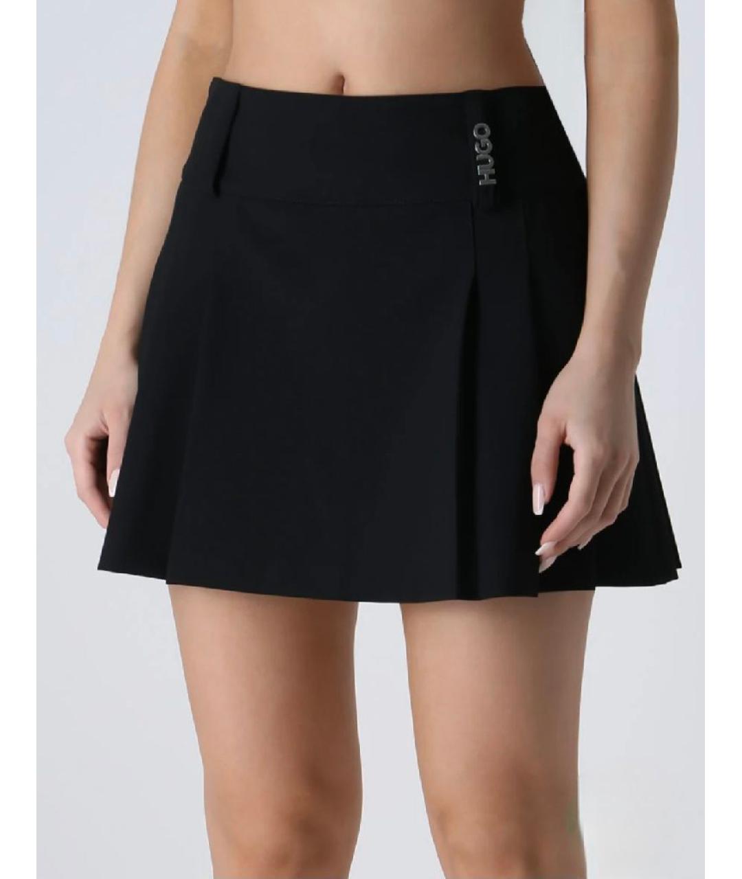 HUGO Черная полиэстеровая юбка миди, фото 5