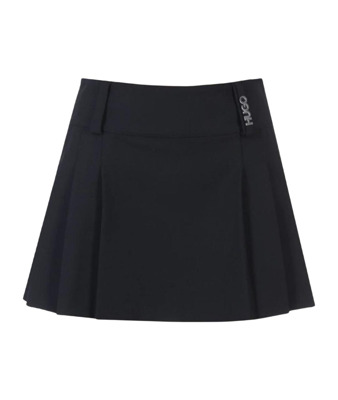 HUGO Черная полиэстеровая юбка миди, фото 1