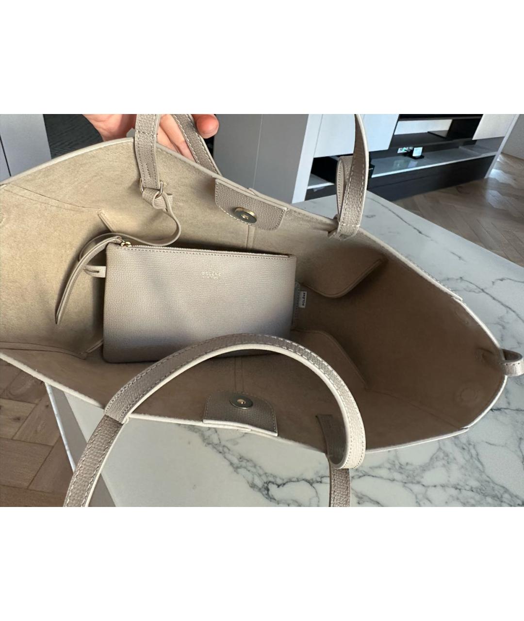 POLENE Бежевая кожаная сумка тоут, фото 4