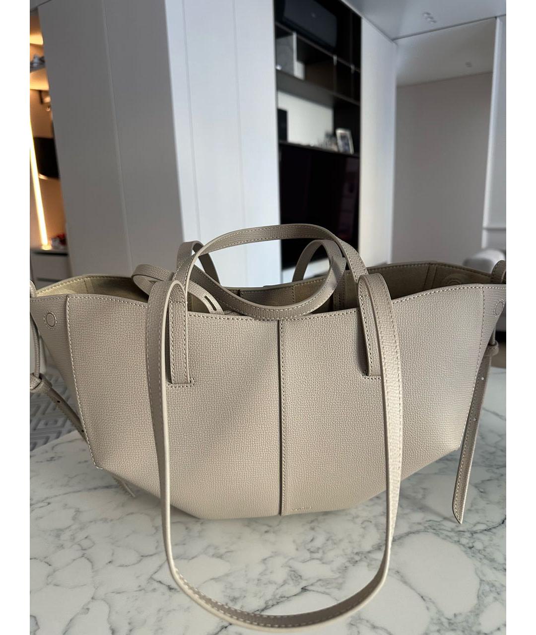 POLENE Бежевая кожаная сумка тоут, фото 3