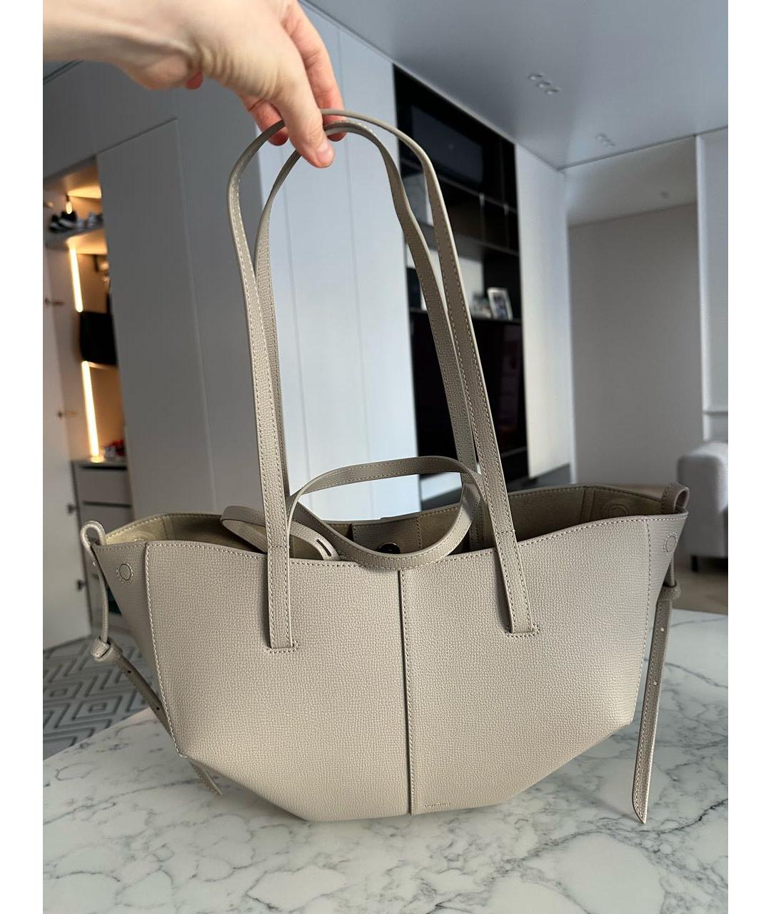 POLENE Бежевая кожаная сумка тоут, фото 5