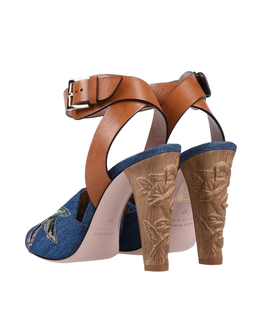 RED VALENTINO Синие кожаные босоножки, фото 4