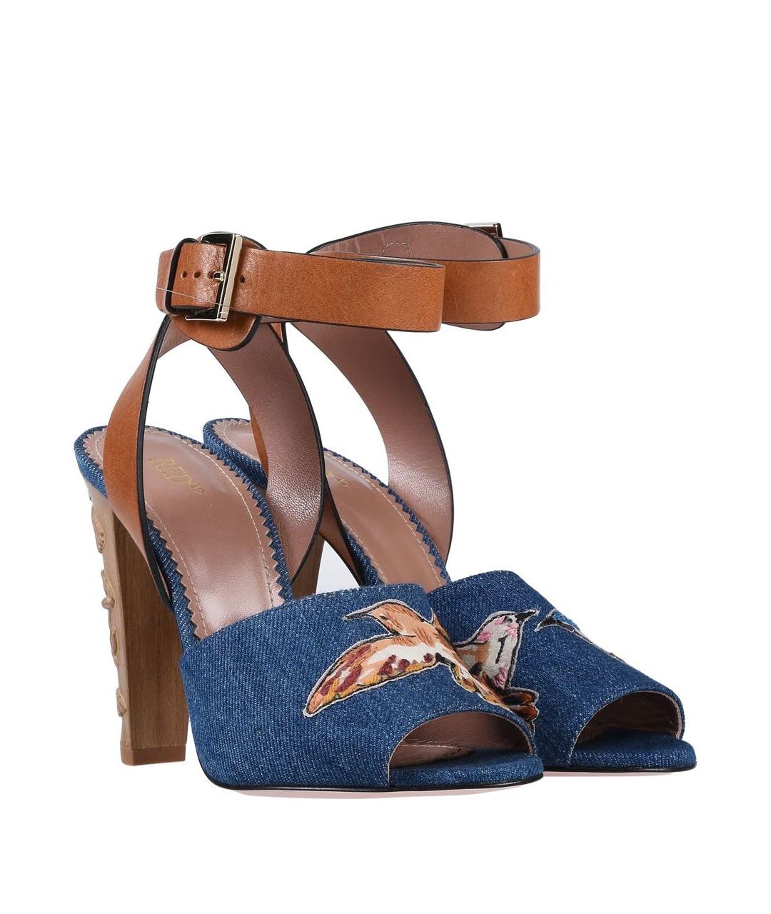 RED VALENTINO Синие кожаные босоножки, фото 3
