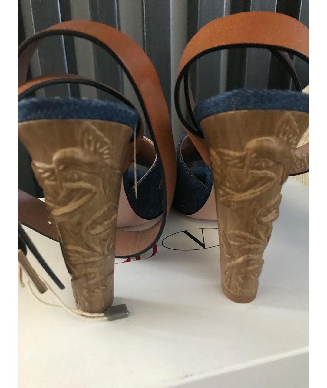 RED VALENTINO Синие кожаные босоножки, фото 6
