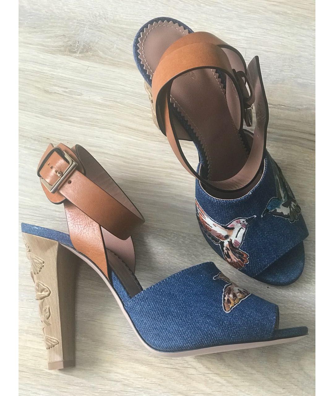 RED VALENTINO Синие кожаные босоножки, фото 8